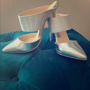Pointy toe Iridescent Heels Mules 8.5